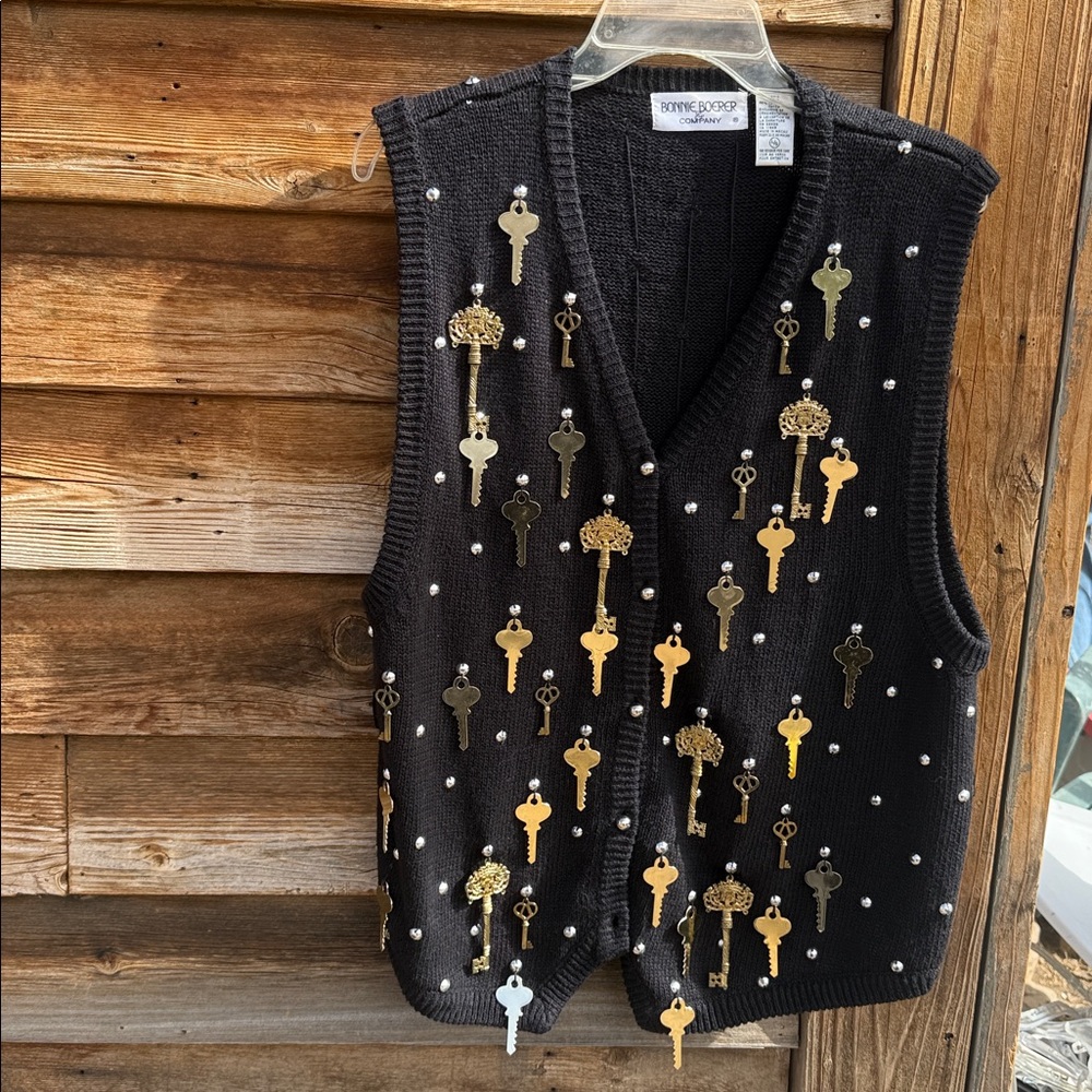 Bonnie boerer and company knit vest with keys vintage